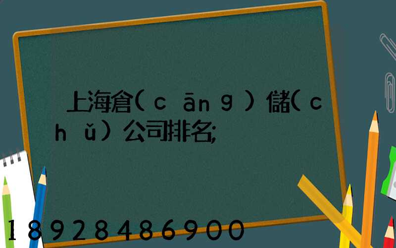 上海倉(cāng)儲(chǔ)公司排名