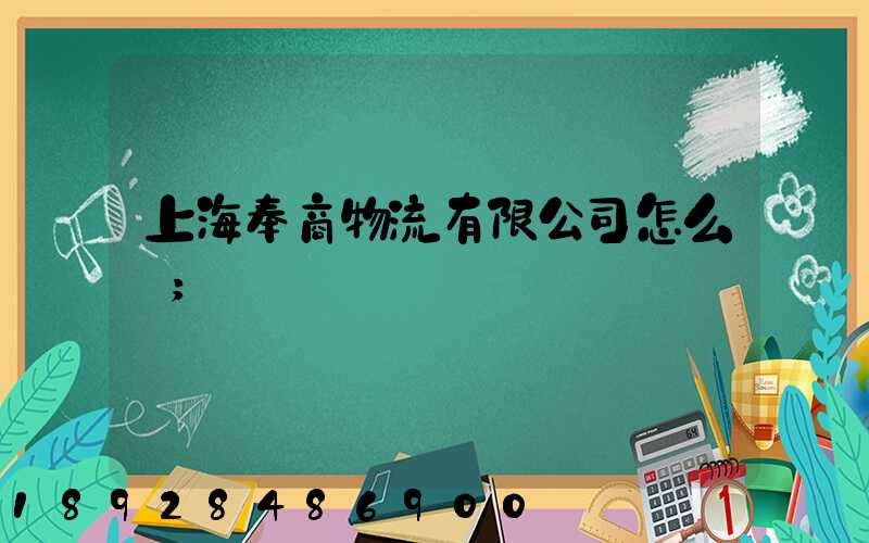 上海奉商物流有限公司怎么樣