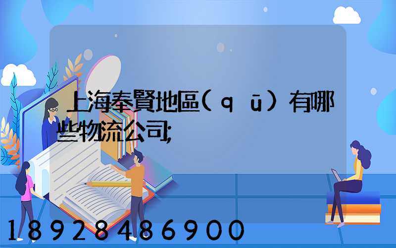 上海奉賢地區(qū)有哪些物流公司