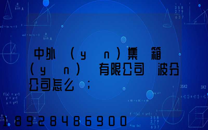 中外運(yùn)集裝箱運(yùn)輸有限公司寧波分公司怎么樣