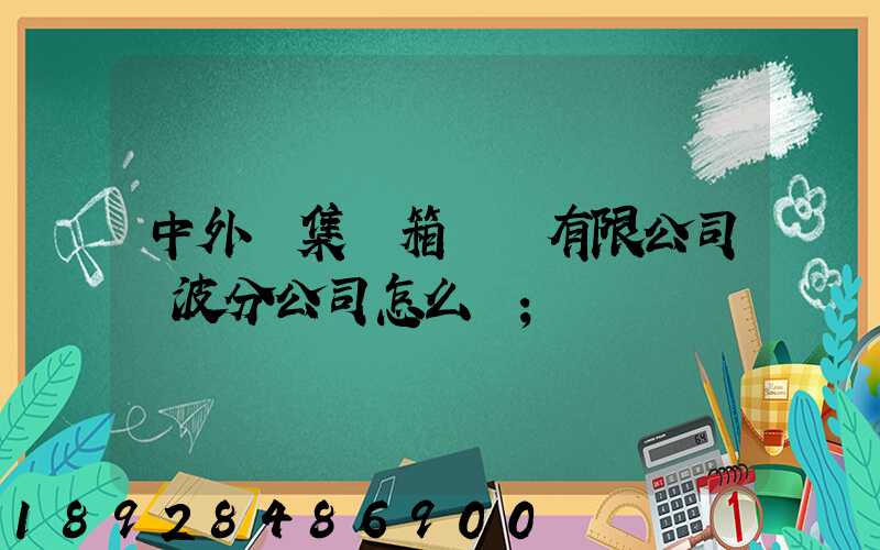 中外運集裝箱運輸有限公司寧波分公司怎么樣