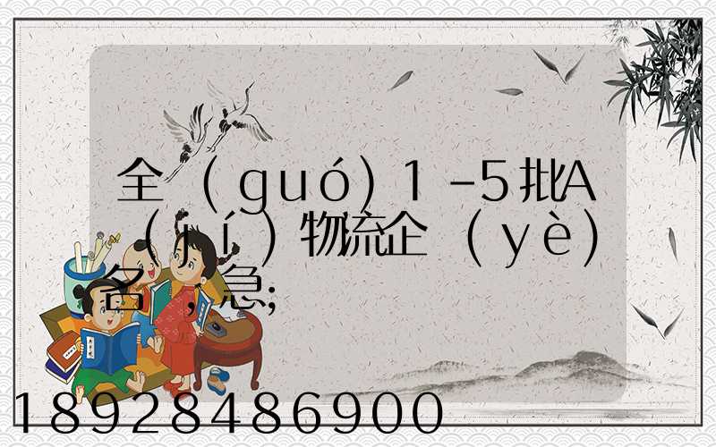 全國(guó)1-5批A級(jí)物流企業(yè)名單,急