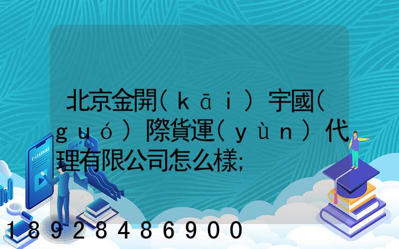 北京金開(kāi)宇國(guó)際貨運(yùn)代理有限公司怎么樣
