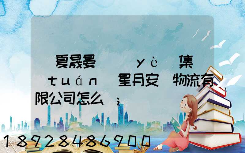 寧夏晟晏實業(yè)集團(tuán)星月安順物流有限公司怎么樣
