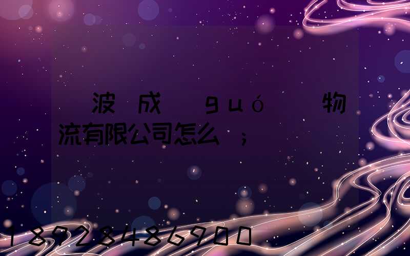 寧波嶸成國(guó)際物流有限公司怎么樣