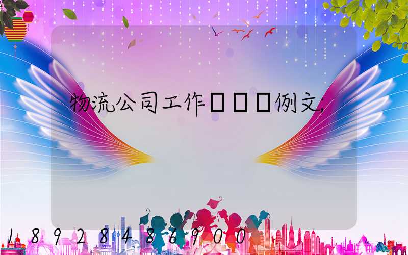 物流公司工作計劃書例文