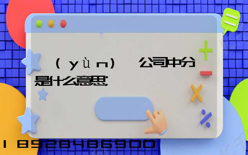 運(yùn)輸公司中分撥是什么意思