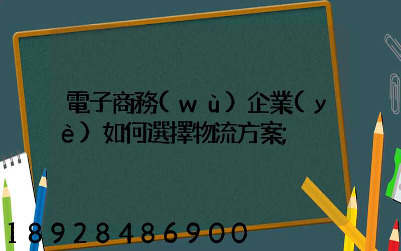 電子商務(wù)企業(yè)如何選擇物流方案